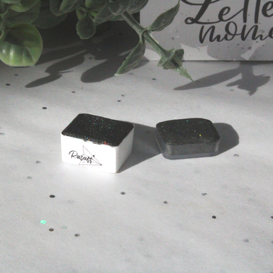 Glitzer Aquarellfarbe Schwarz #06 glitzernd