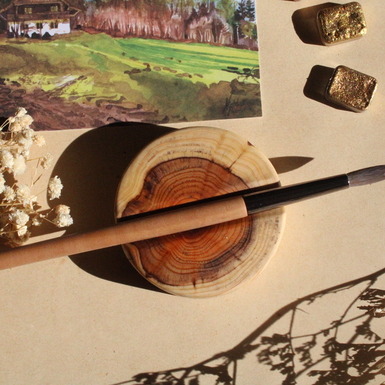 Pinselablage aus  Holz Scheibe