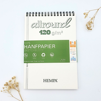 14 x 20 cm - HEMPA Papier nachhaltig aus Hanf-Fasern Sketchblock 120 g/m²