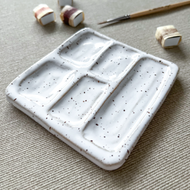 @KreativasAuszeit Farbmischpalette Aquarell handgemacht aus Keramik